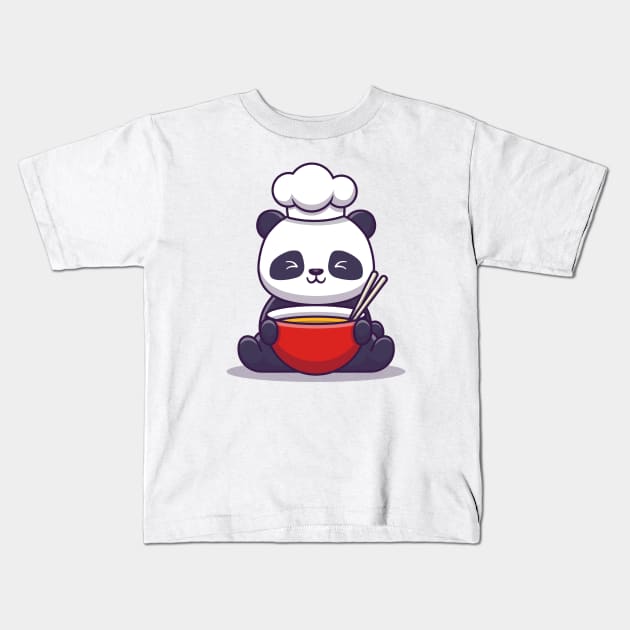 Cute Panda Chef Kids T-Shirt by Catalyst Labs